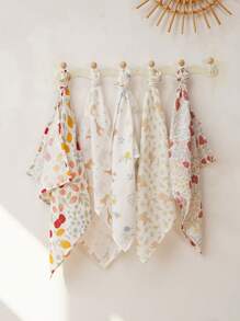 5 件装竹纤维平纹细布围兜 60*60 厘米 婴儿围巾手帕