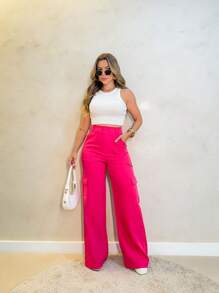 YING ZI Women Pants - Màu Hồng Tươi - Xem 3