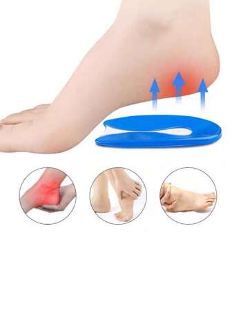 2 Pairs High Elastic Shock Absorbent Soft Silicone Heel Protector Pads, Anti-Heel Spur Foot Pain Relief Cushion Insoles For Sports Shoes & Casual Shoes