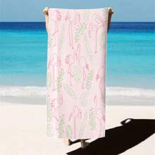 1 Pc Extra Large Flamingo Print Ultra-Soft Microfiber Beach Towel - Quick Dry, Non-Stick And Extra Plush, Skin-Friendly And Portable, Suitable For Fun Travel, Yoga, Picnic And Pool Party Summer,Holiday - Multicolor - View 58