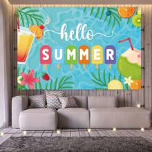 Fondo de "Hola Verano", fondo de playa hawaiana, fondo de fiesta de piscina de playa, fondo de fiesta de piscina de verano, pancarta de verano, decoración y suministros para fiesta tropical de verano - Hola verano - Ver 5