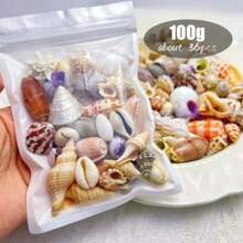 Bolsa de 50g, 100g de arena de conchas y caracoles marinos de colores - Artesanía de conchas y caracoles marinos, paisaje de acuario, decoración del hogar con estilo natural oceánico, material DIY para joyería y perlas de conchas