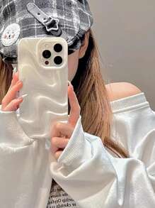 1pc Luxury Ultra- Faux Pearl White Embossed Wavy Pattern Phone Case Compatible With IPhone 11/11 Pro/11 Pro Max/12/12 Pro/12 Pro Max/13/13 Pro/13 Pro Max/14/14 Pro/14 Plus/14 Pro Max/15/15 Pro/15 Plus/15 Pro Max/16/16 Pro/16 Pro Max/16 Plus