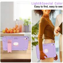 重型保护壳，带可调节支架和防滑设计，适用于 iPad 56789 10th 和 Air 2 Pro Air 456th M2 9.7 英寸 10.2 英寸 10.9 英寸和三星 GALAXY A9 Plus 11 英寸，甜美紫色 - 淡紫色 - 查看 4