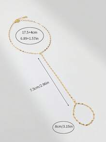 1 pieza Brazalete de dedo clásico dorado, de plata de ley 925 chapado en oro hipoalergénico, diseño simple, cadena con cuentas planas/cadena de labios/cadena en rodajas, apto para uso diario y vestir de mujeres