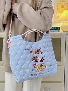 1pc Puppy, Lightweight, Campus Casual Embroidery Crossbody Bag, Detachable Backpack, Suitable For Teen Girls, Female College Students, Backpack, Back To School Season, Textbook Bag, Medium And Large Students