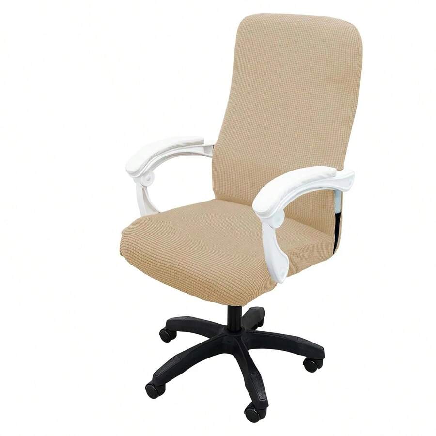 Fundas de Silla de Oficina de Jacquard Engrosadas y Estirables, Resistentes al Polvo y a los Arañazos de Mascotas, Funda Retráctil para Silla de Oficina - Caqui - Ver 1