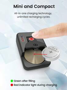 USB Lade-Knopf Batterieladegerät, universeller kompakter Mini-Knopf-Batterietyp, tragbar und effizient, kompatibel mit mehreren Größen ≤ 36V (ohne Batterie)