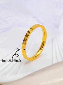 1 pièce Bague simple en acier inoxydable à la mode 18 carats or jaune, bague personnalisée avec texte pour couple à utiliser au quotidien, cadeau de date de vacances pour hommes et femmes
