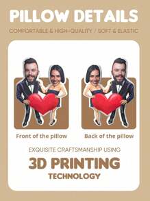 1pc Personalized Shaped Pillow Interesting Funny Gift With Photo Name Text Custom Photo Pillow Flower Pillow With Text Valentine's Day Gifts Unique Gift For Boyfriend Girlfriend Husband Wife Her/Him, Ideal For Birthdays, Anniversaries, Valentine's Day, Graduation, Weddings, Mother's Day, Father's Day, Christmas Love,Cute For Housewarming Sofa,Bed,Car,Tea Room,Living Room,Bedroom - Upload Pictures to Customize Pillows - View 6