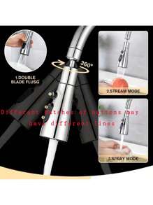 1 Multifunctional Faucet Adapter - Suitable For Bathroom Sink Faucet, Kitchen Sink, Replacement Accessories, Household Necessities Home Bathroom Decor Fall Decor Back To School - Silver - View 2