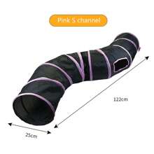 Túnel plegable para gatos, túnel para gatos de interior, túnel de juego para gatos, juguete interactivo tipo laberinto, casa de juegos para gatos, gatitos, cachorros, conejos (rosa y negro)