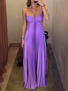 Lila figurbetontes trägerloses Sommerkleid mit Rüschen und Rückenausschnitt | Bohemien elegant-sexy für Dates, Partys und Valentinstag