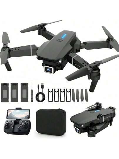 Nuevo E88(3 pilas) RC Drone 4K Professinal Con 1080P Gran Angular Doble HD Cámara Plegable RC Helicóptero WIFI FPV Altura Hold