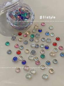 100pcs Mermaid Bubble Beads Nail Art Decorations, Mixed Colorful Flat Bottom Rhinestones 2.8mm And 4mm Nail Accessories For DIY Nails - Multicolor - View 5