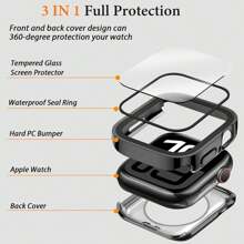 Apple Watch Case Cover, Apple Watch Screen Protector, 2 In 1 Apple Watch Case, 1pc 2 In 1 Case Compatible With Apple Watch Series 4 5 6 7 8 9 10 SE SE2 Ultra With Built-In Screen Protector, Straight Edge Hard PC Full Body Protective Cover For Apple Watch 40/41/42/44/45/46mm