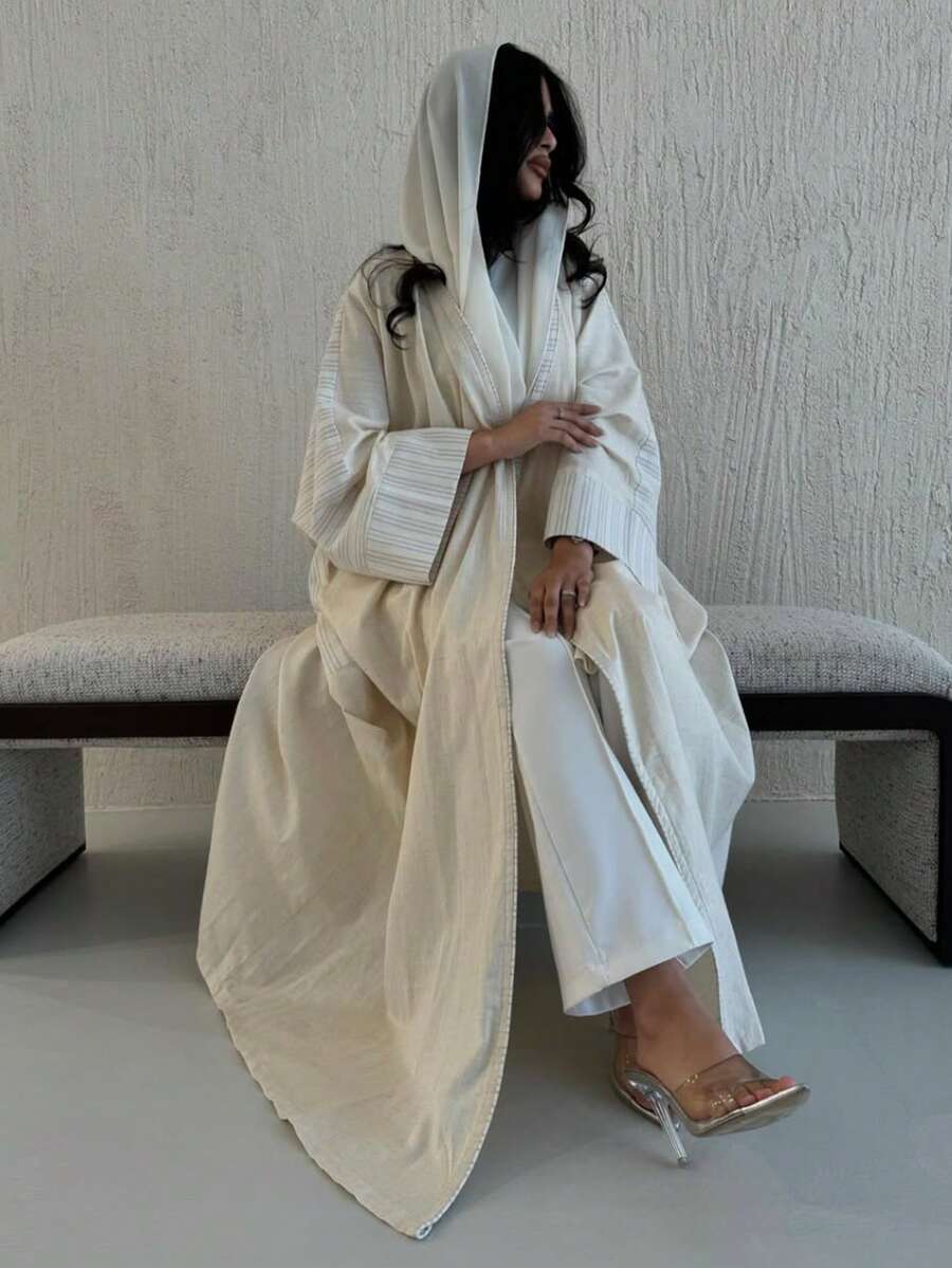 1 Piece Elegant And Classic Minimalist-Style Coat A Color-Block Design In A Bohemian Style – Suitable For All Seasons And Cultural Events. - Apricot - View 1