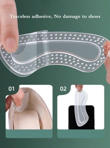 2 Pairs Comfortable Soft Silicone Heel Cushion Pads, Anti-Friction - Clear - View 5