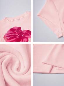 Vaiaye 女式夏季热带花卉印花夏威夷波西米亚风海滩度假上衣，圆领短袖修身温柔甜美图案 T 恤 - 淺粉色 - 查看 9