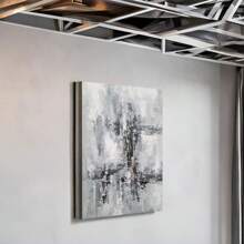 Abstract Lake Landscape Oil Paintings Teal And White Canvas Wall Arts - Modern Nature Pictures For Living Room Bedroom Bathroom Decor Wooden Inner Frame, No Outer Frame