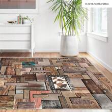 1pc Crystal Velvet Embossed Plaid Area Rug/Doormat - 5mm Thick, Waterproof, Non-Slip, Easy Clean, Machine Washable, Soft & Comfortable, Suitable For Entryway, Kitchen, Living Room, Bedroom, Hallway, Bathroom, Laundry Room - Carpet Decor