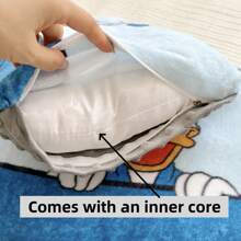 Disney 1pc Cartoon Design Pillow Cover With Pillow Insert, A. Knitted Cool-Feel Fabric, B. 3D Bubble Dot Design, Soft, Skin-Friendly, Comfortable, Suitable For Napping, Bedroom, Hotel, Sofa Decor, All Seasons