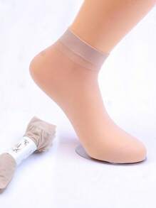 10pairs Women Solid Sheer Casual Crew Socks, For Summer