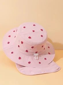 1pc Kids Cartoon Embroidered Waterproof Sun Ion Quick-Dry Neck Covering Sun Hat For Outdoor Camping, Can Be Used As Gift - Multicolor - View 2