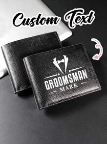 Customizable Men'S Wallet,Personalized Name Cardholder, Business Style,Multi-Card Slot Wallet Men Colorblock Small Wallet Credit Card Small Purse Id Window Bifold,Men'S Casual Pu Wallet With Card Slots, Zipper Coin Purse, Money Clip,Coin Bag Zipper Men Wallets Men Wallet Male Money Purses,Short Bifold, Artistic Letter Design, Men'S Fashion Accessories,Valentine'S Day Gifts Father'S Day Gifts