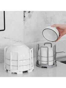 1 件可调节可扩展塑料厨房储物架，带排水孔，碗碟盘杯架，餐具收纳架，橱柜桌面碗碟架