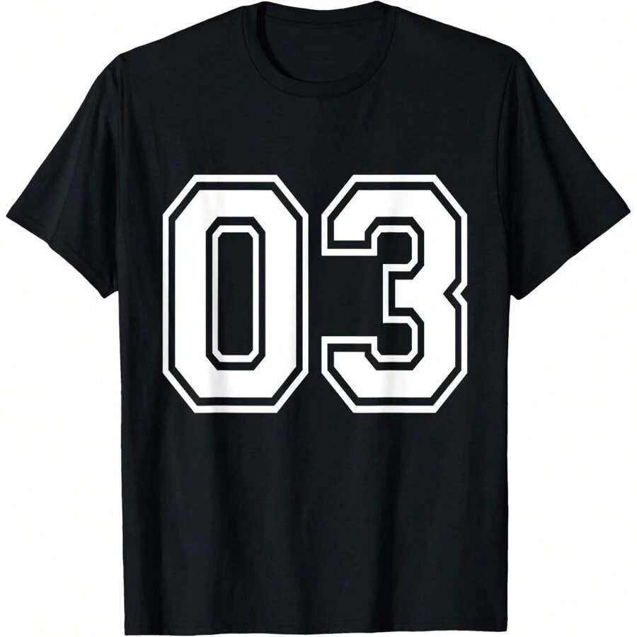 Number 03 Varsity Sports Team Jersey 3rd Birthday 3 Years T-Shirt - màu đen - Xem 1