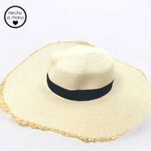 Contrast de culoare solidă Boho Casual Elegantă Pălărie de soare realizată manual, protecție UV, potrivită pentru primăvară, vară, toamnă - Bej - Vizualizare 4