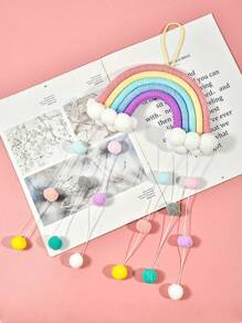 1 szt. Kolorowe ręcznie tkane tęczowe dekoracje, sznurki kulkowe, tęczowe zawieszki ścienne z makaroników, kolorowe dekoracje domu w stylu boho, artykuły imprezowe, pokoje dziecięce, żłobki, zawieszki do klas, wystrój pokoju, wystrój domu
