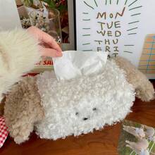 1pc Plush Cartoon Dog Tissue Box Plush Tissue Box Detachable Tissue Storage Container Desktop Tissue Organizer