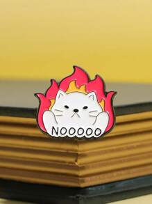 1 件简约卡通白猫动物系列可爱卡通金属胸针、服装配饰翻领别针 - 白色 - 查看 5