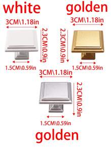 6 piezas Tiradores de gabinete estilo estadounidense. Adecuado para puertas de gabinete, cómodas, armarios de zapatos, armarios, gabinetes de cocina. Material metálico, manijas de montaje superficial, un solo orificio. Colores blanco, plata y dorado. Incluye tornillos. - Multicolor - Ver 9