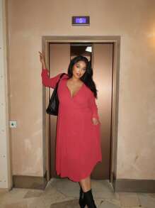 Red Party Maxi-Night Dress - Red - View 5