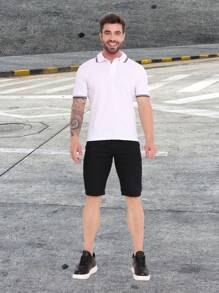 Bermuda Jeans Shorts Color Dark Black Medium Light Men's High Quality With Elastane Sport Factory Store - 黑色 - 查看 4