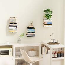 Invisible Floating Bookshelves For Wall, 6 Tier Vertical Spine Book Tower, Heavy Duty Floating Book Shelves Metal Book Organizers For Home Office, 3 Pack(Black) - Black - View 4