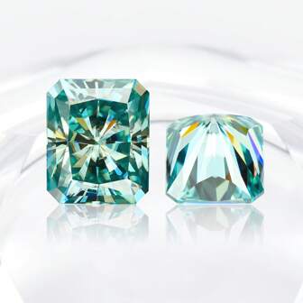 一颗 100% 莫桑石蓝绿色 D 色辐射切割 VVS1 莫桑石裸石，带 GRA 证书 DIY