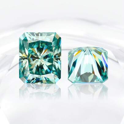 一颗 100% 莫桑石蓝绿色 D 色辐射切割 VVS1 莫桑石裸石，带 GRA 证书 DIY