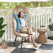 Patio Wicker Basket Oversized Lounger Teardrop Rattan Egg Chair W/ Stand Cushion - 1 - View 2