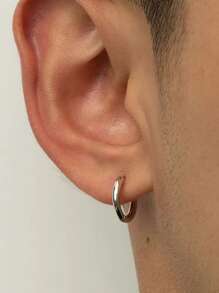 1 Pair Minimalist Plain Hoop Earrings,Titanium Steel, Suitable For Men And Women, Everyday, Dating, Party And Gifts - 2pcs - View 9