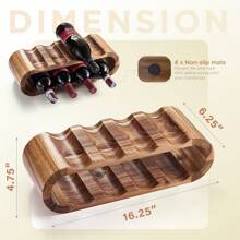 Wooden Wine Racks Countertop, 8 Bottle Wine Rack, Acacia Wine Bottle Holder Stand, Free Standing Wine Storage, Wine Shelf Organizer, Perfect For Home Décor And Wine Gifts, No Need Assembly - 8 瓶 - 查看 2