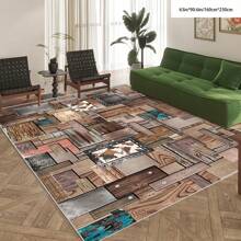 1pc Crystal Velvet Embossed Plaid Area Rug/Doormat - 5mm Thick, Waterproof, Non-Slip, Easy Clean, Machine Washable, Soft & Comfortable, Suitable For Entryway, Kitchen, Living Room, Bedroom, Hallway, Bathroom, Laundry Room - Carpet Decor