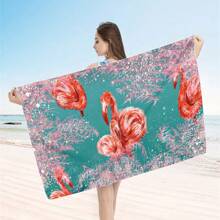 1 Pc Extra Large Flamingo Print Ultra-Soft Microfiber Beach Towel - Quick Dry, Non-Stick And Extra Plush, Skin-Friendly And Portable, Suitable For Fun Travel, Yoga, Picnic And Pool Party Summer,Holiday - Multicolor - View 49