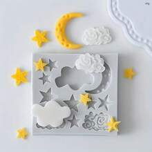 1pc Silicone Mold With Moon, Star And Cloud Designs - Light Grey - View 3