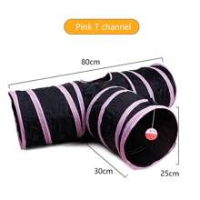 Túnel plegable para gatos, túnel para gatos de interior, túnel de juego para gatos, juguete interactivo tipo laberinto, casa de juegos para gatos, gatitos, cachorros, conejos (rosa y negro)