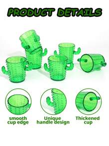 Bộ 6/12 ly nhựa hình xương rồng, ly thủy tinh 2oz, bộ sản phẩm mới lạ vui nhộn và dễ thương, thích hợp cho tiệc độc thân, tiệc theo chủ đề phương Tây/tequila, tiệc theo chủ đề lễ hội hóa trang, có thể rửa bằng máy rửa chén - Nhiều màu - Xem 12