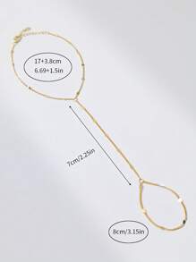 1 pieza Brazalete de dedo clásico dorado, de plata de ley 925 chapado en oro hipoalergénico, diseño simple, cadena con cuentas planas/cadena de labios/cadena en rodajas, apto para uso diario y vestir de mujeres